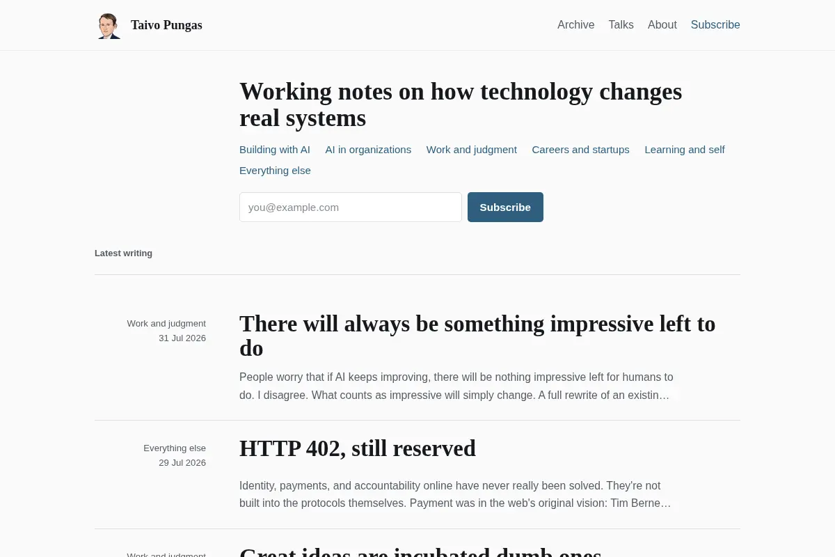 Taivo Pungas — Working notes on how technology changes real systems