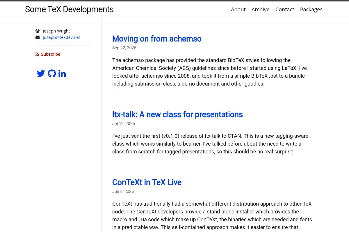 Some TeX Developments
