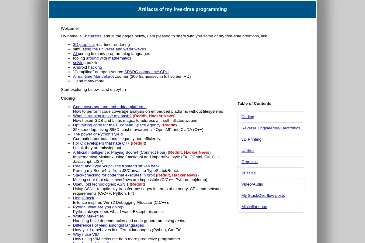 Artifacts of my free-time programming