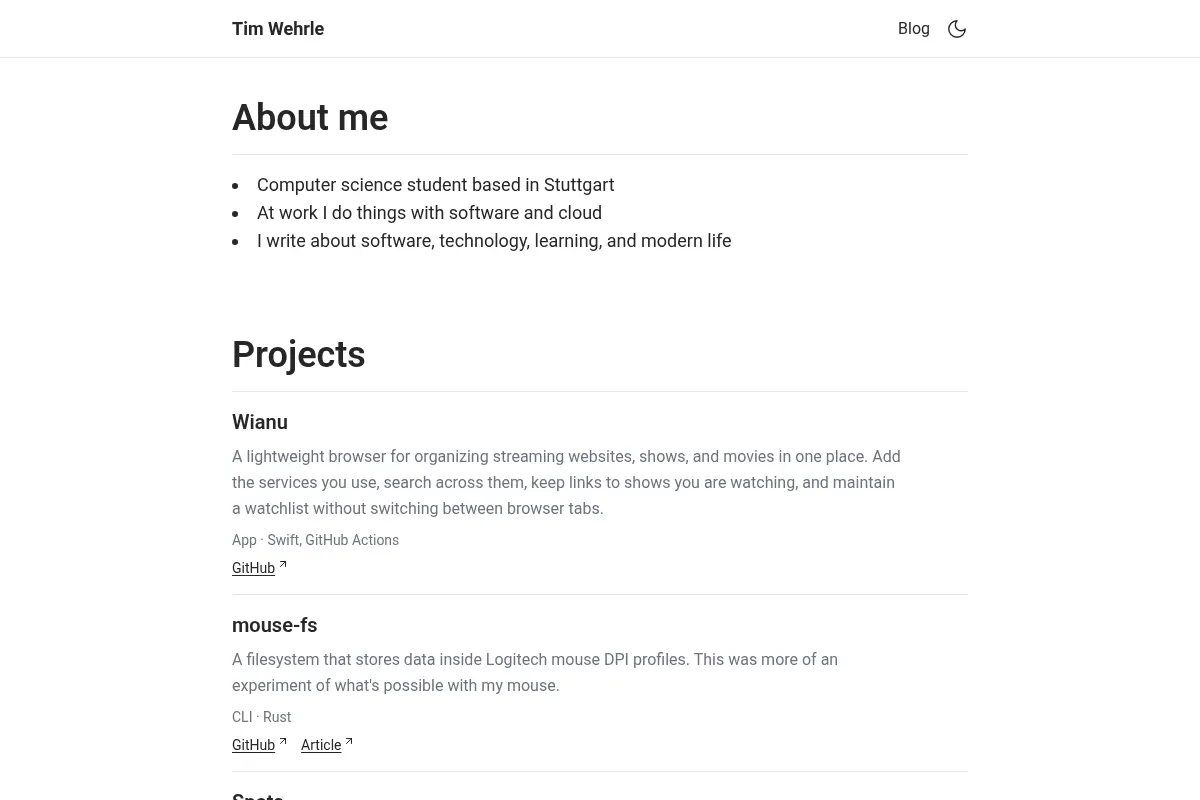 Website of Tim Wehrle