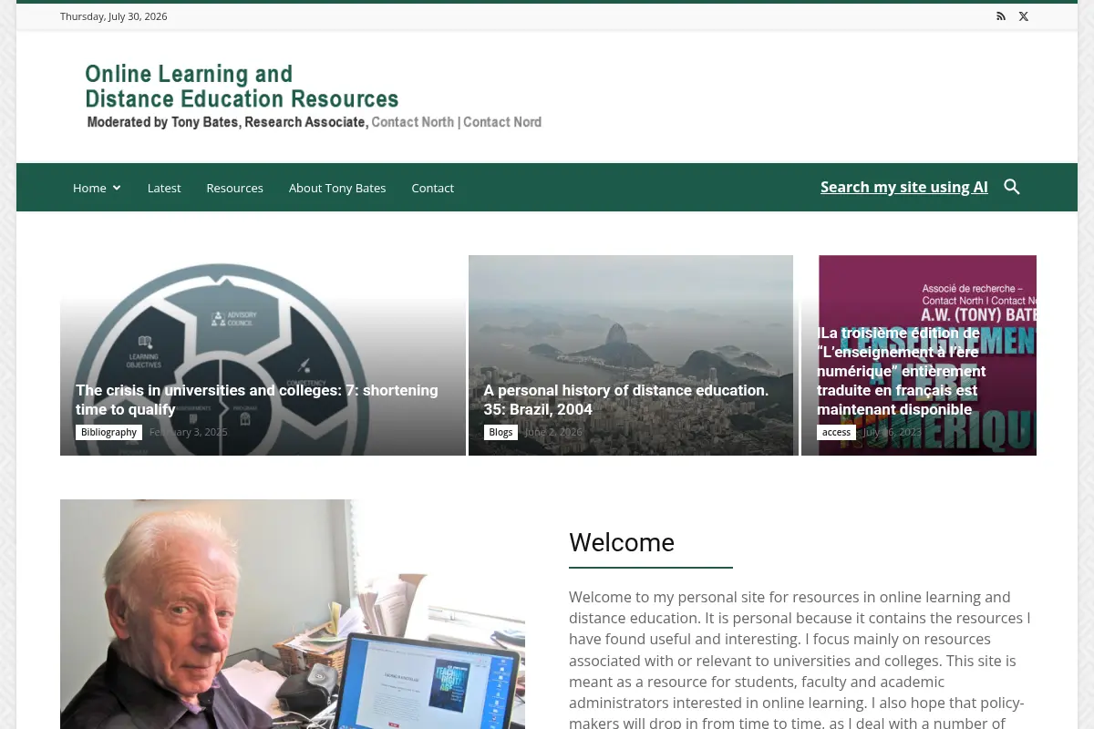 Tony Bates | Online Learning and Distance Education Resources