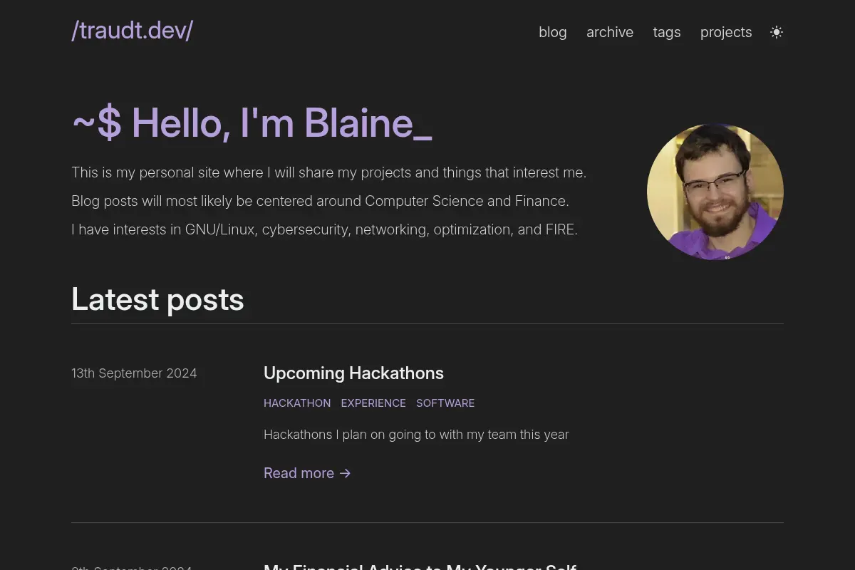 Blaine Traudt's personal website