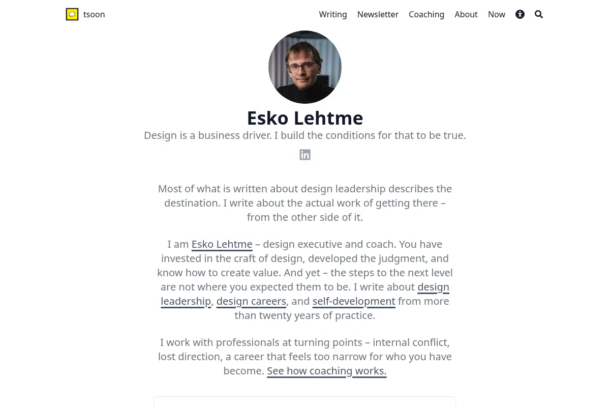 Design leadership insights and coaching by Esko Lehtme · tsoon