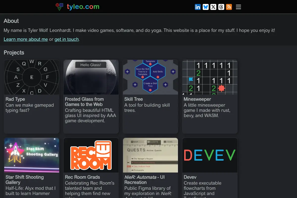tyleo.com | Tyler Wolf Leonhardt - Games, Software, and Yoga