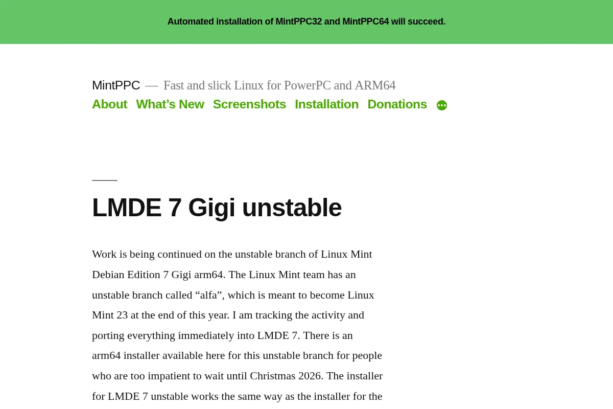 MintPPC – Fast and slick Linux for PowerPC and ARM64
