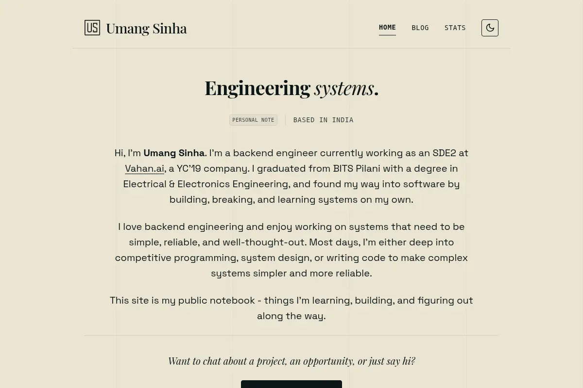 Umang Sinha | Backend & Systems Engineer
