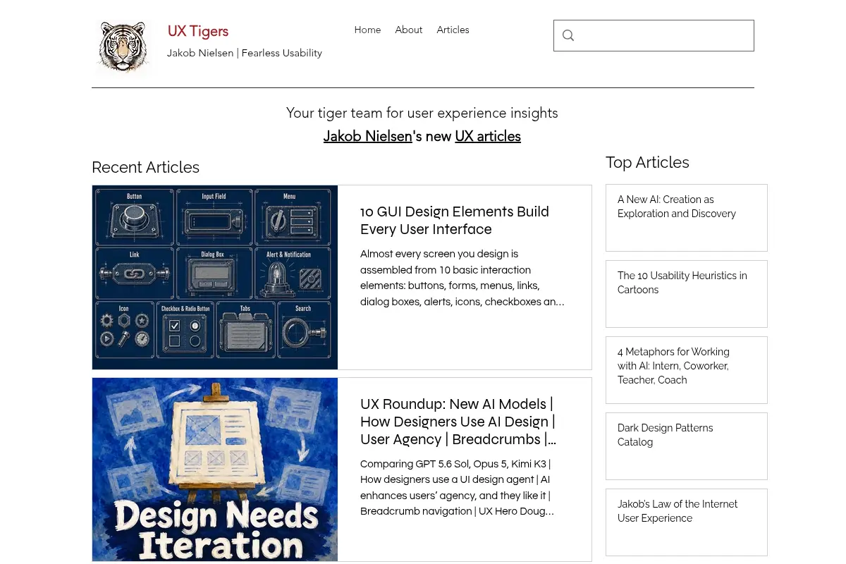 UX Tigers: Jakob Nielsen's new articles