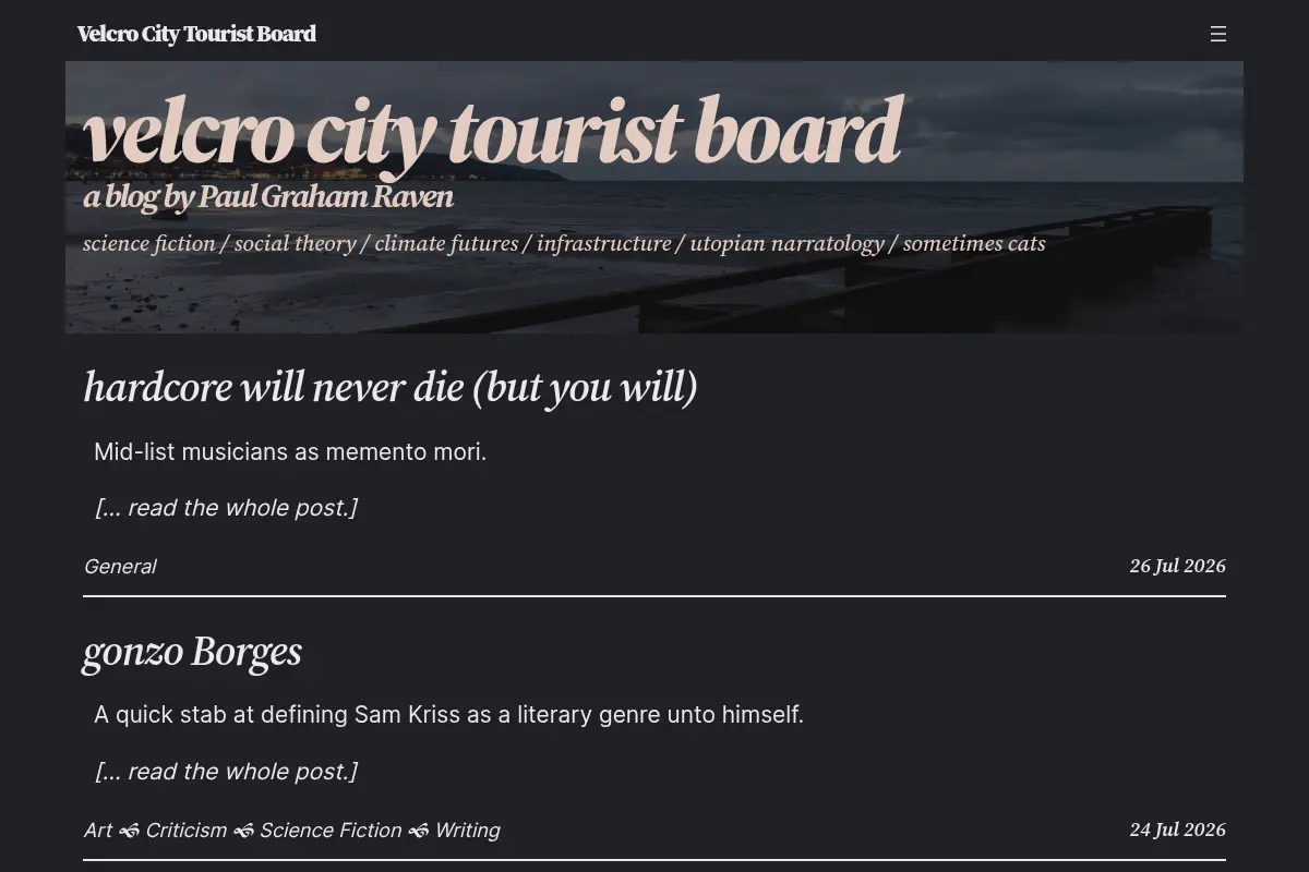 Velcro City Tourist Board – science fiction / social theory / infrastructural change / utopian narratology