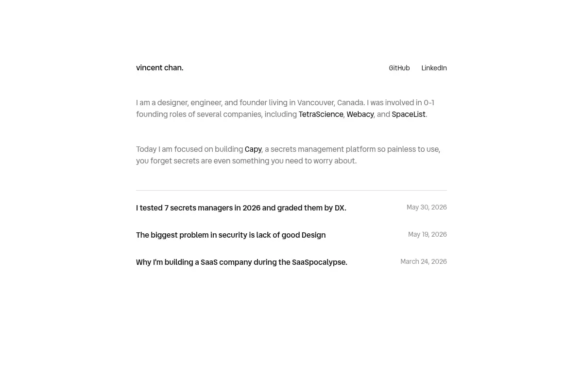 Vincent Chan — Designer, Engineer & Founder in Vancouver