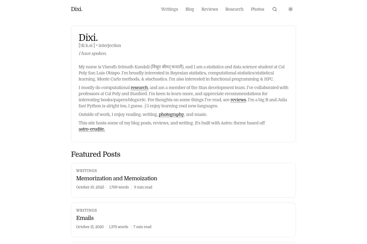 Dixi - Visruth Srimath Kandali's Website