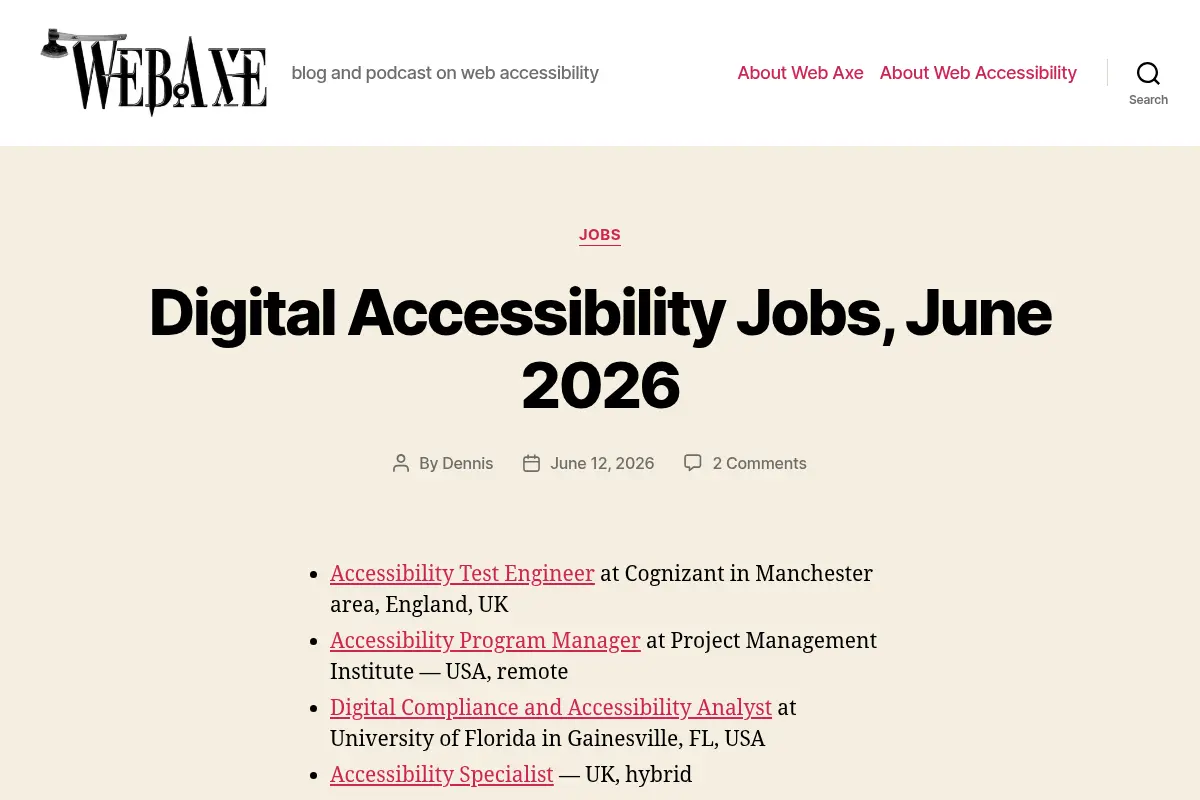 Web Axe – blog and podcast on web accessibility