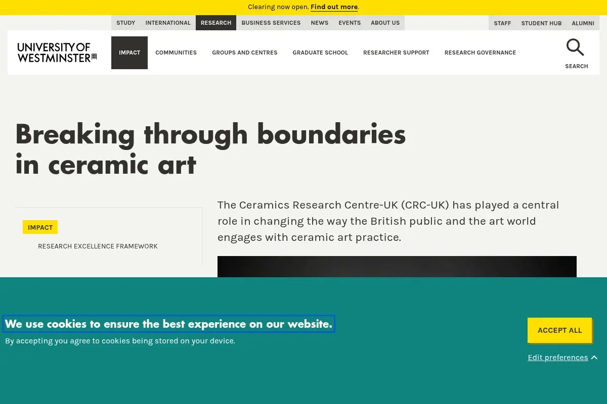 Breaking through boundaries in ceramic art | University of Westminster, London