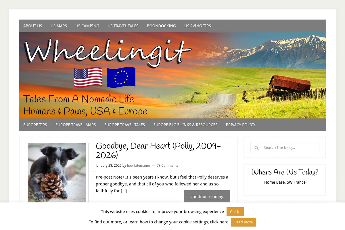 Wheeling It: Tales From a Nomadic Life – On the Road Since 2010, Traveling Across USA & Europe With Pets