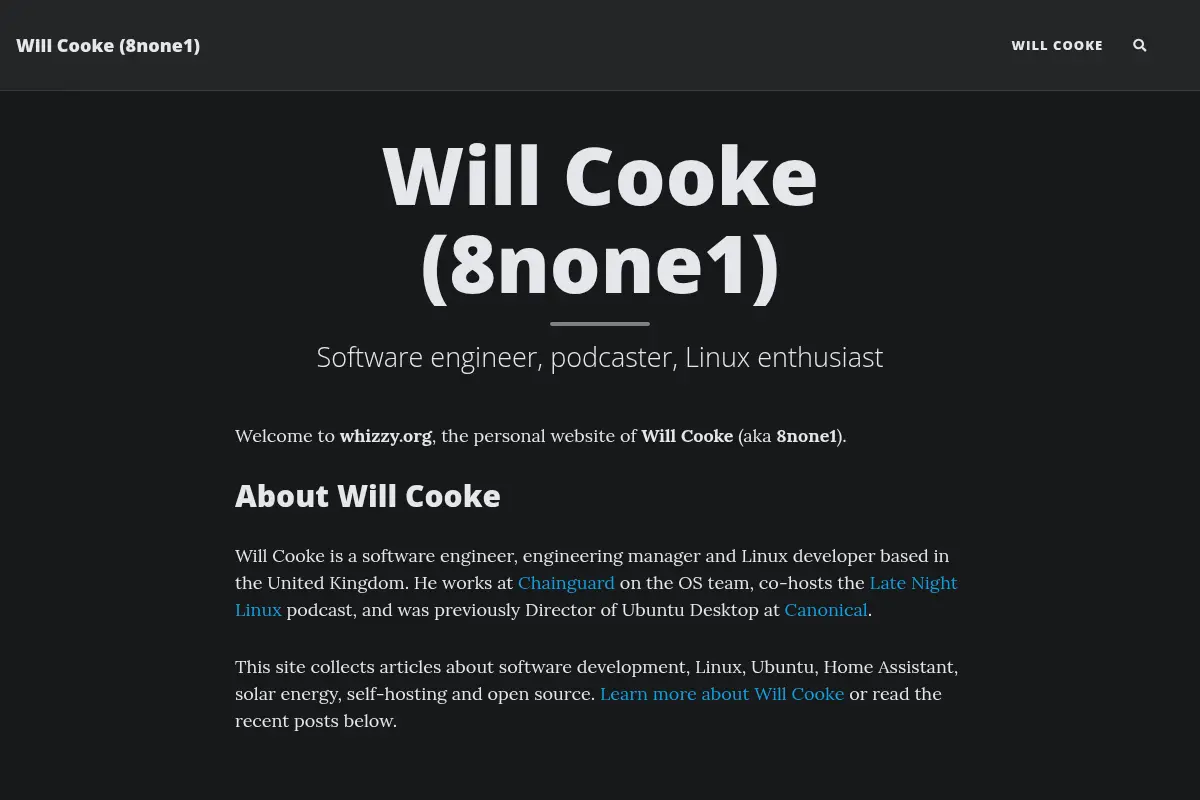 Will Cooke – Software Engineer & Linux Developer