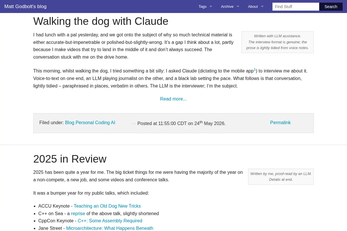 Matt Godbolt’s blog
