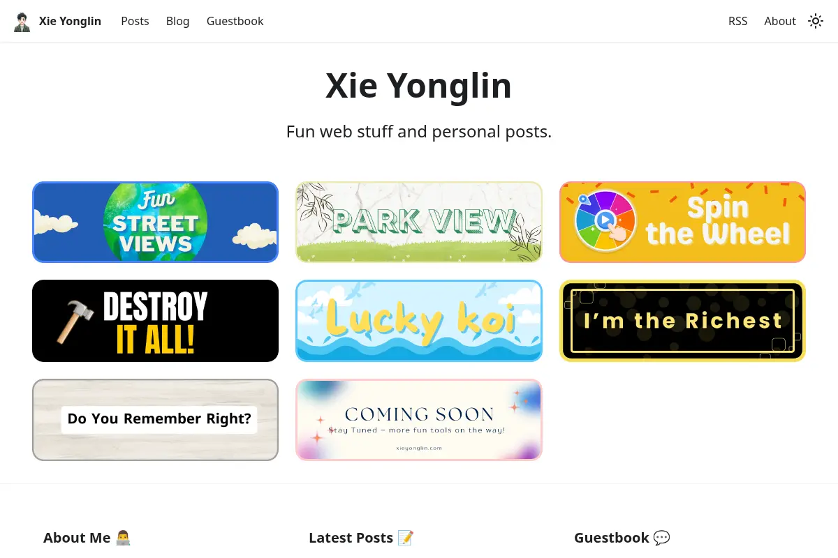 Xie Yonglin | Fun Online Games & Web Tools