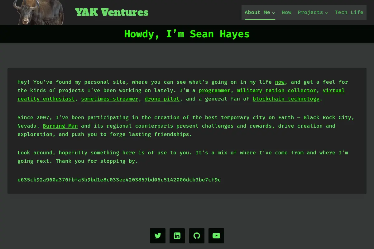 YAK Ventures - The Personal Website of Sean Hayes