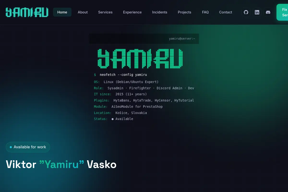 Viktor Vasko - Linux Sysadmin Freelancer