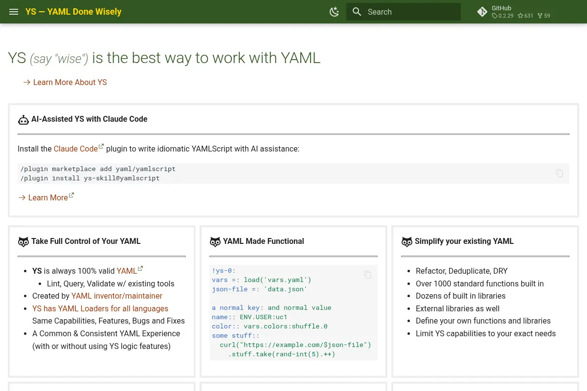 YS — YAML Done Wisely