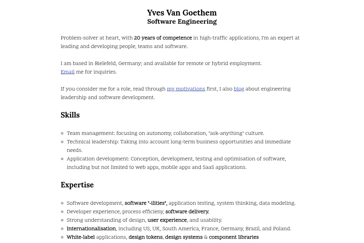 Yves Van Goethem's Resume