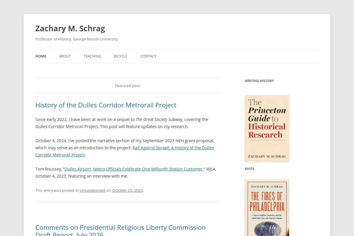 Zachary M. Schrag | Professor of History, George Mason University