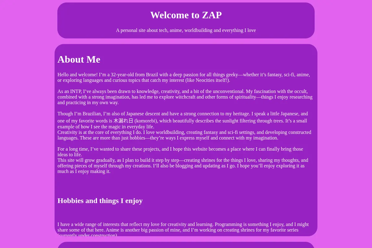 ZAP — personal site