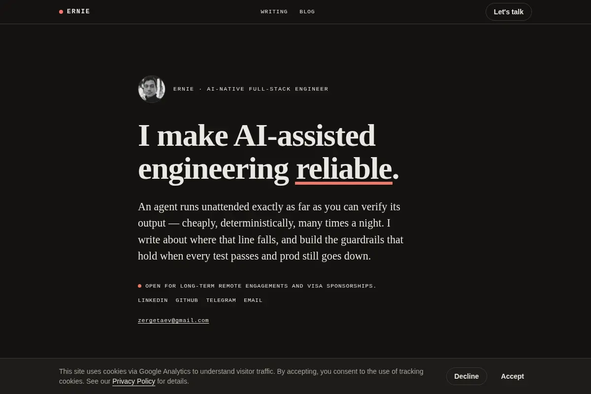 Ernie — AI-Native Full Stack Engineer
