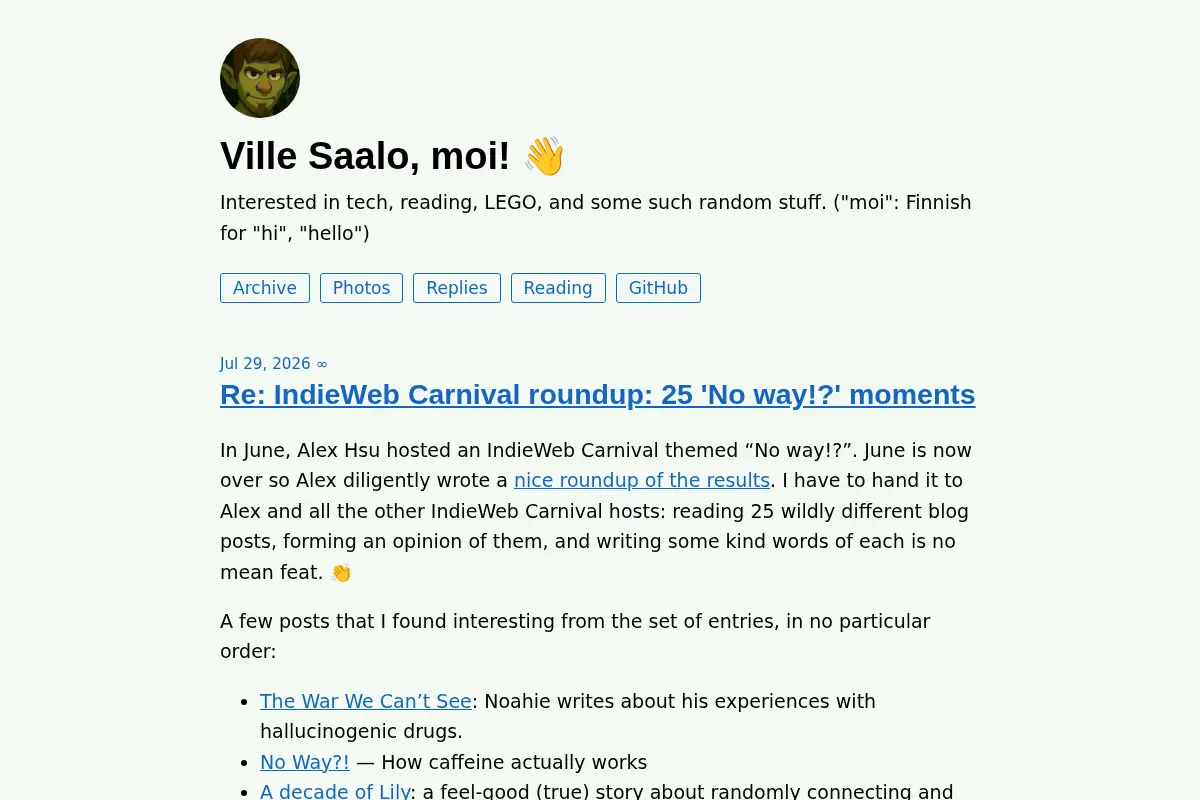 Ville Saalo, moi! 👋