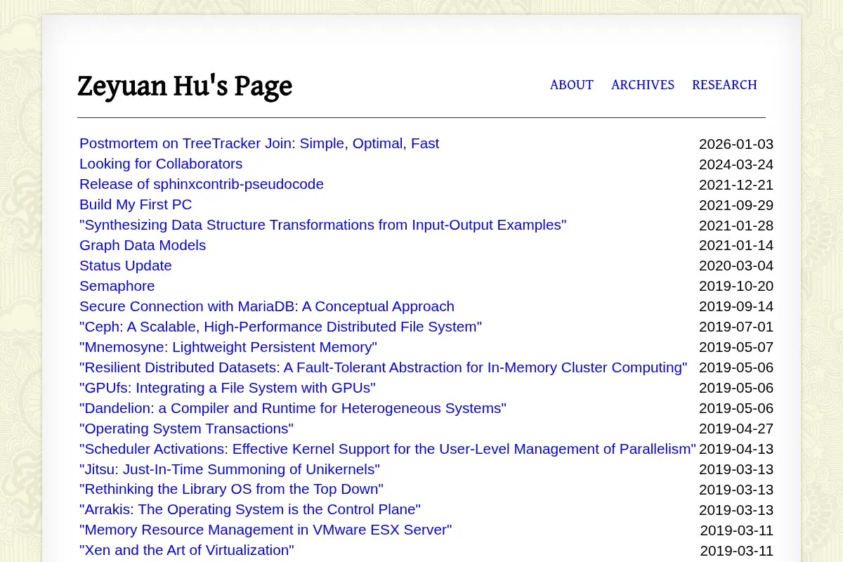 Zeyuan Hu's Page