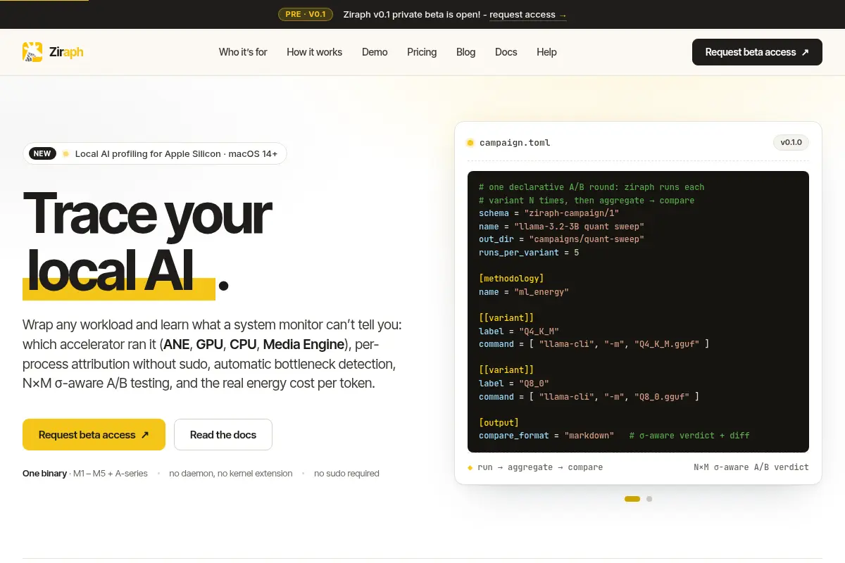 Ziraph - trace your local AI on Apple Silicon
