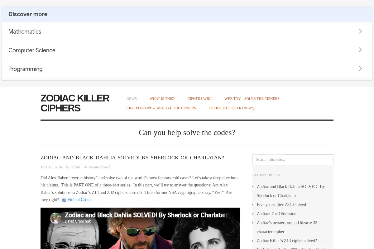 Zodiac Killer Ciphers – Can you help solve the codes?